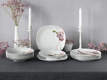 Набір тарілок на 6 персон, 12 предметів, Square Orchidee Creatable