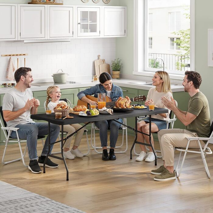 Складаний стіл для кемпінгу 180 х 74 х 74 см чорний WOLTU