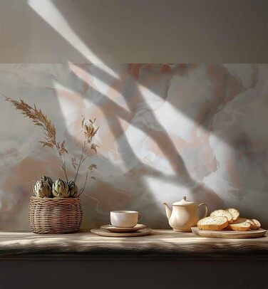 Самоклеючий кухонний фартух - матовий, жорстка бризкозахисна плівка як доступна альтернатива склу, легке встановлення та очищення - висота 60 см - Дизайн чорна кам&39яна стіна 80 x 60 см (бронзовий мармур, Ш 400 см x В 60 см, 0,2 мм)