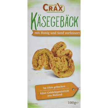 Печиво з сиром - хрусткі снеки з гірчицею та медом, 10 упаковок по 100 г Cräx