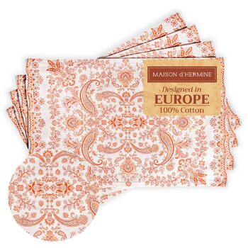 Бавовняні килимки для серветок, набір з 4 шт. , декоративні килимки для серветок, пасхальні килимки, що миються, для свят, вечерь, весни, літа (33 см x 48 см) (22 - Cachemire), 39Hermine 100