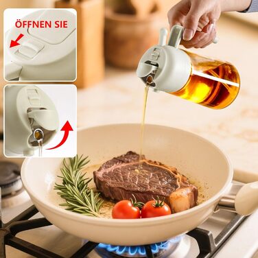 Дозатор та розпилювач олії 470 мл 2-в-1, набір 2 предмети, зелений і білий SWEET VIEW