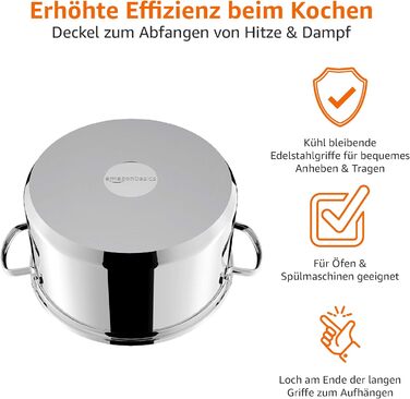 Набір посуду Kitchen-Profi Basics з 11 предметів з нержавіючої сталі, безпечний для індукції, з кришками, сріблястий