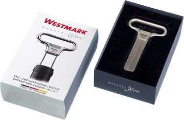 Декорувальник і пробка Westmark, штопор з лезом/застібкою, з відкривачкою для пляшок, литий цинк/сталь, Ah-So, сріблястий, хромований, 6285556C хромований
