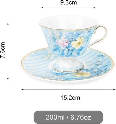 Чашка и блюдце 170 мл синяя гортензия fanquare