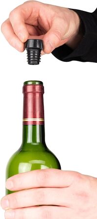 Вакуумний насос 2 винні пробки та 1 пробка для шампанського - Для консервації пляшок тихого вина та пляшок ігристого вина - Винний подарунок - Чорний (винна пробка)