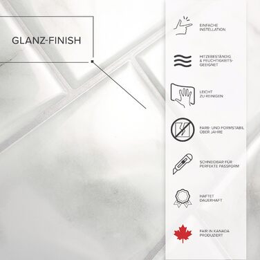 Наклейки для плитки, що самоклеяться - Набір з 5 аркушів 29,36 см x 21,29 см - 3D самоклеючі ПВХ наклейки для плитки та фартуха для кухні, ванної кімнати та стін, кольорова та водонепроникна плитка (білий мармур Carrera)