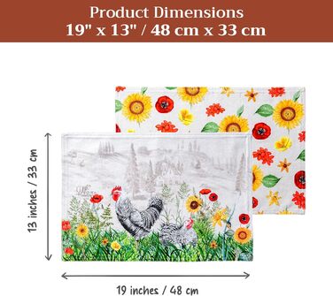 Бавовняні килимки, набір з 4 шт. , декоративні килимки, пасхальні килимки, що праються, для свят, вечерь, весни, літа (33 см x 48 см) (025 - Basse Cour), 39Hermine, 100