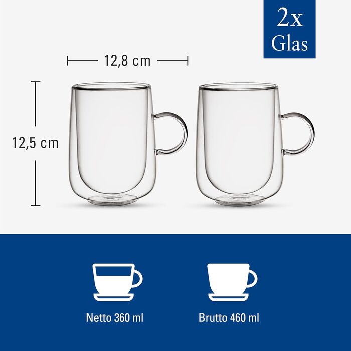 Набір із 2 скляних чашок для лате макіато 360 мл Artesano Hot & Cold Beverages Villeroy & Boch