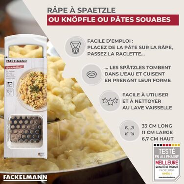 Тертка для коротких шпетц Fackelmann ARCADALINA, професійна класична терка для шпетц, виготовлена з нержавіючої сталі, для коротких шпетц (колір білий/срібний), кількість , 32x17 см