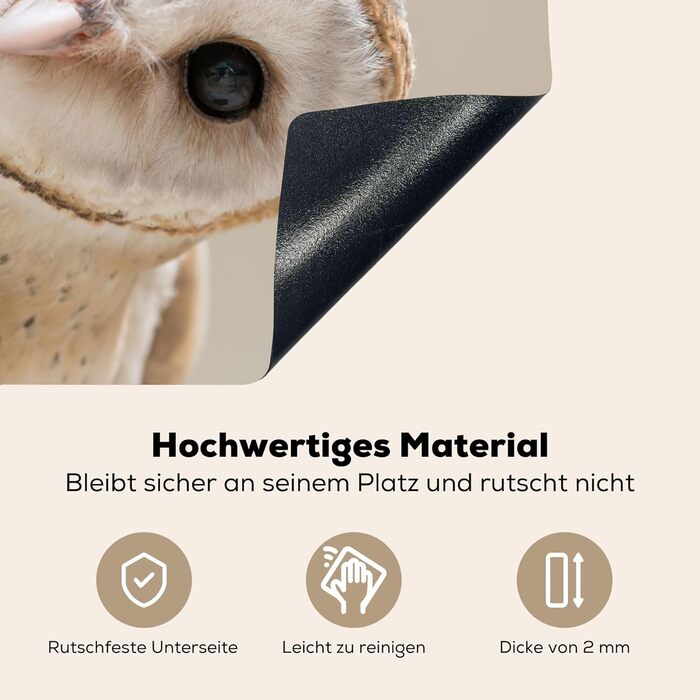 Фартух для плити, кухонний фартух, вініл, 78x52 см, декор для кухні, облицювання стіни, кришка для плити - сіро-чорна (сипуха - тварина, 78Д x 78Ш см)