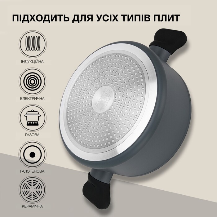 Кастрюля Fissman LAURA 20x10,5 см/3 л со стеклянной крышкой алюминий с антипригарным покрытием (14476)