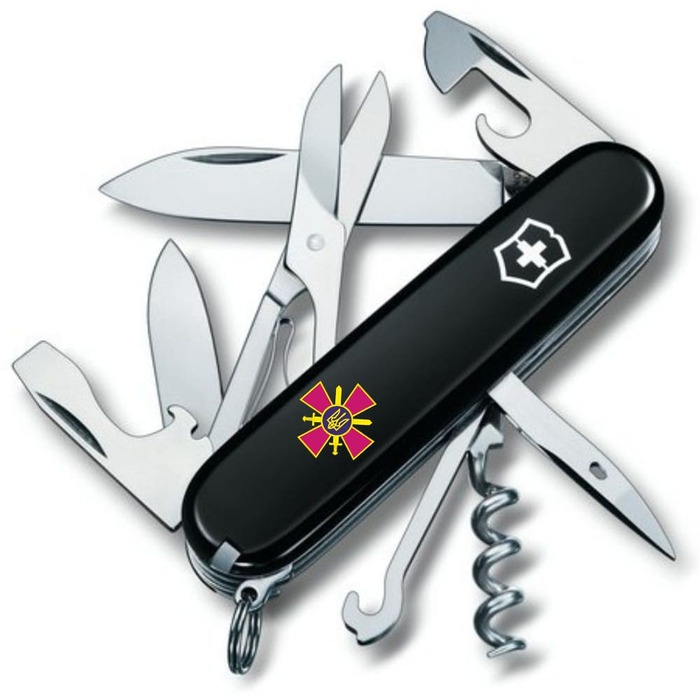 Ніж Victorinox Climber Army 91мм/14функ/чорн /Емблема СВ ЗСУ