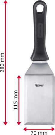 Набір Westmark, 2 шт. 2 професійні токарі/лопатки для гриля (кутові, жорсткі) з перфорованим та закритим лезом, нержавіюча сталь/пластик, Master Line, чорний/сріблястий, 134422E6, 29 см (шліфований край)