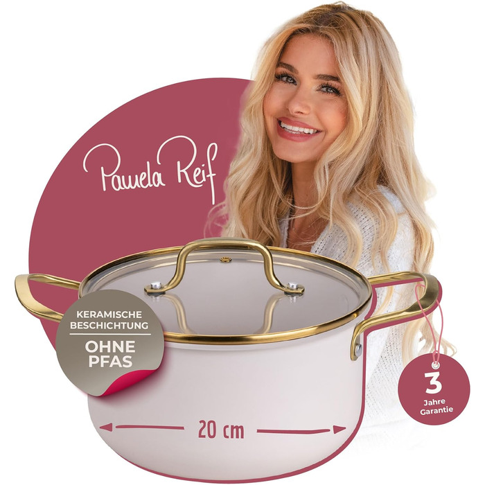 Кастрюля 3,4 л со стеклянной крышкой 20 см, пастельно-бежевый Pamela Reif Fackelmann