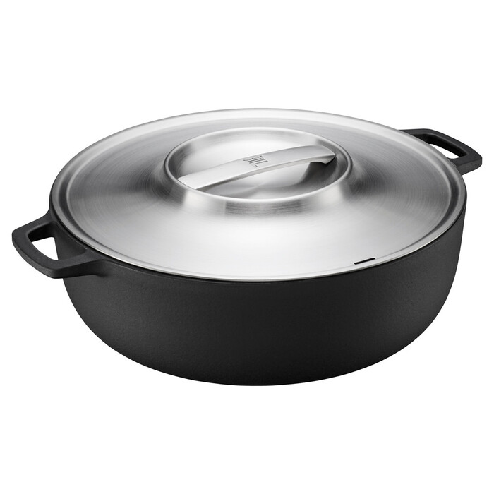 Каструля з кришкою чавунна Fiskars Norden Grill 6 л, 30 см (1066430)