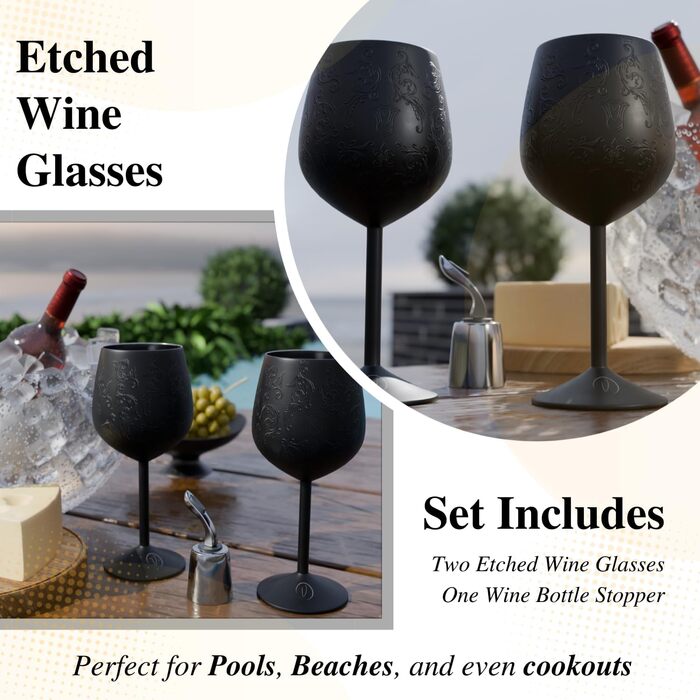 Набір келихів для вина з нержавіючої сталі 2 шт 480 мл vaanshie