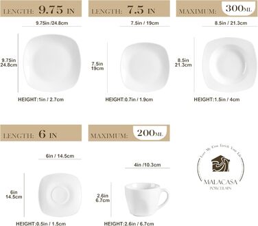 Серія Elisa, 12-предметний кремовий порцеляновий кавовий набір, кавові чашки та блюдця на 6 осіб для кави, чаю, десертів (білий, набір столового посуду (30 предметів))