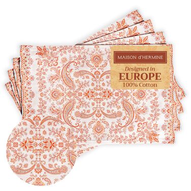 Бавовняні килимки для серветок, набір з 4 шт. , декоративні килимки для серветок, пасхальні килимки, що миються, для свят, вечерь, весни, літа (33 см x 48 см) (22 - Cachemire), 39Hermine 100