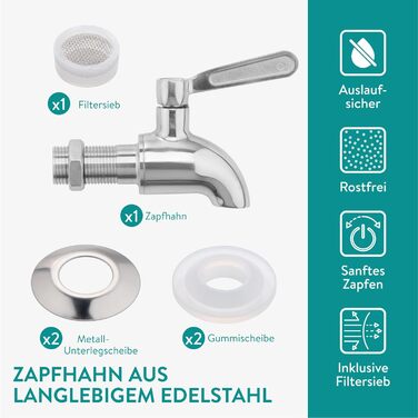 Диспенсер для напоїв скляний з дерев'яною підставкою 5,6 л Navaris