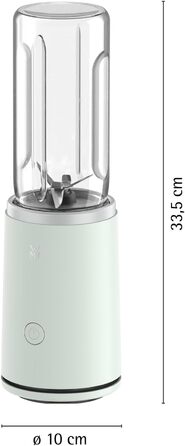 Морозно-зелений, Смузі-блендер, Персональний блендер, Керування однією рукою, Потужність 500 Вт, Стаціонарний міксер, Герметична пляшка для виносу, 0416770091