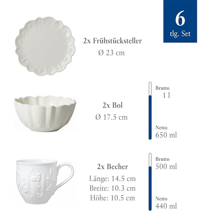 Набір для сніданку на 2 особи, 6 предметів Toy's Delight Royal Classic Villeroy & Boch