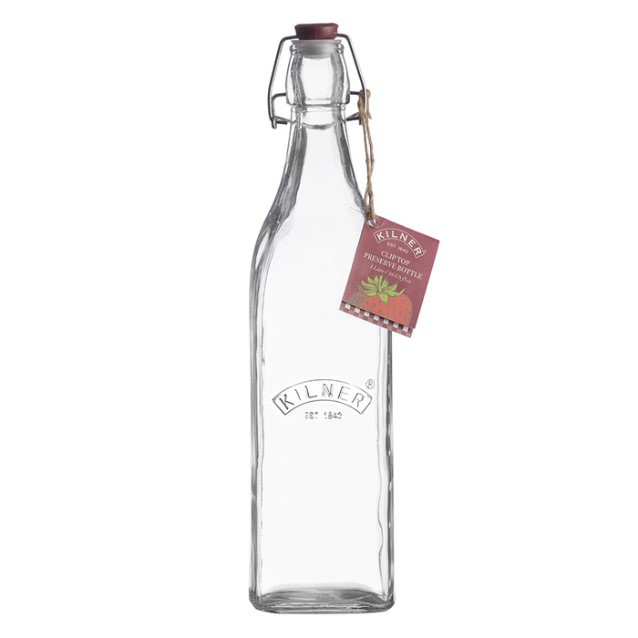 Бутылка квадратная 1 л прозрачная Clip Top Kilner