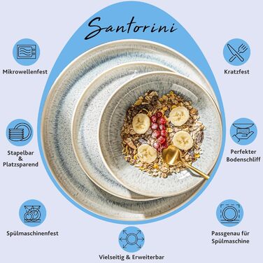 Набір тарілок на 4 персони, 12 предметів, Santorini Sänger