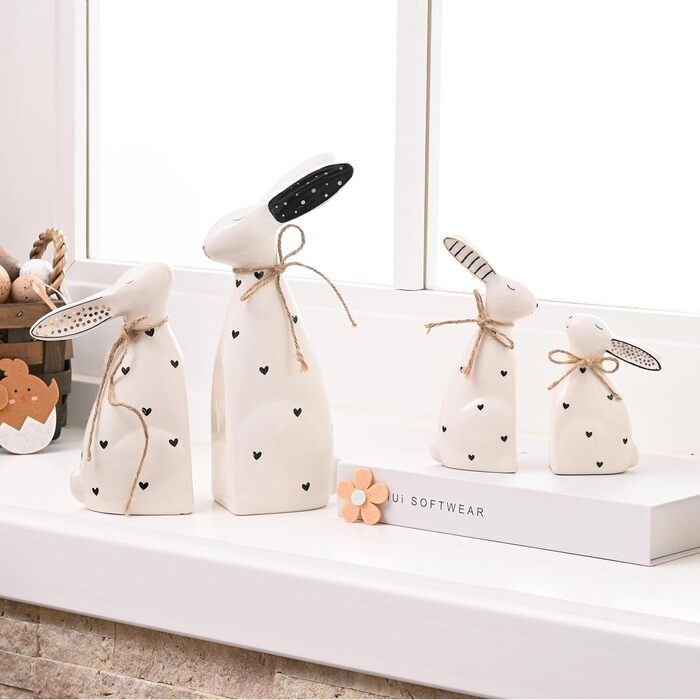 Набір із 2 керамічних пасхальних зайчиків прикраси столу Valery Madelyn