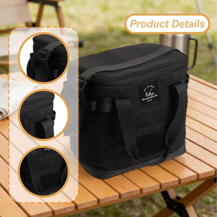 Дорожня сумка, сумка-реклама, зручна, багатофункціональна, термосумка для гарячої та холодної їжі, ідеально підходить для каякінгу, пікніків, офісних поїздок, кемпінгу, чорна