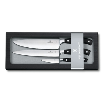 Кухонный гарнитур Victorinox Grand Maitre Hef из 3 ножей черного цвета. Ручка