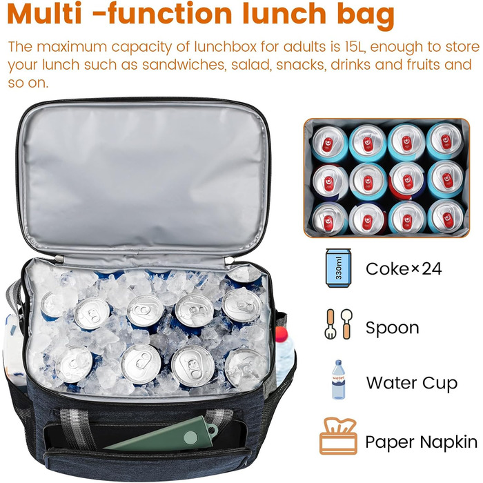 Термосумка для кемпінгу 15 л темно-синій DUNSOO