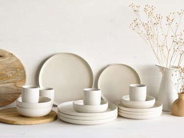 Серия Uno набор посуды из 16 предметов, комбинированный сервиз из керамогранита (Lava Stone Offwhite, комбинированный набор из 16 предметов), 22978