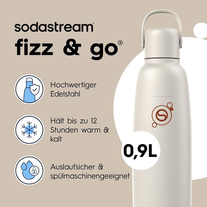 Бутылка для газированной воды 0,9 л, песочно-бежевая Fizz & Go SodaStream
