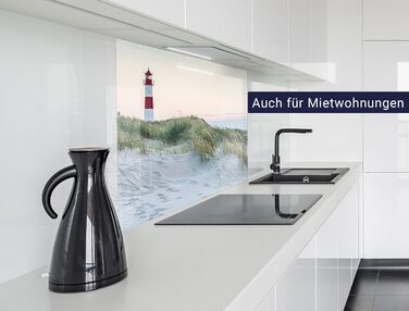 Кухонний фартух timalo зі скляним виглядом Північне море, очерет, захід сонця, океан, солома 2 мм акрилове скло Бризокості для плити, кухонний скляний фартух, акрилові скляні стінові панелі, захисна панель для фартуха (60 x 40 см, 300- Маяк)