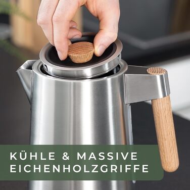 Электрочайник 3000 Вт из нержавеющей стали с деревянной ручкой WALDWERK