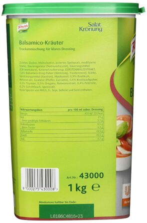 Заправка для салату Knorr Art (Легко готується, універсальна заправка для салату) 1 упаковка (1 x 1 кг) (Бальзамічний оцет, 1 кг (1 упаковка))