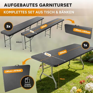 Складной набор со столом и 2 скамейками для кемпинга Rosentahl Skyfold