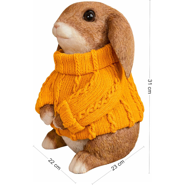 Декоративні фігурки кроликів у помаранчевому светрі colourliving