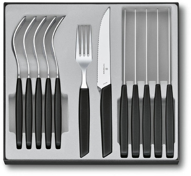 Набір кухонний Victorinox Swiss Modern Table Set 12шт з черн. ручкою (6 ножів steak, 6 віделок)