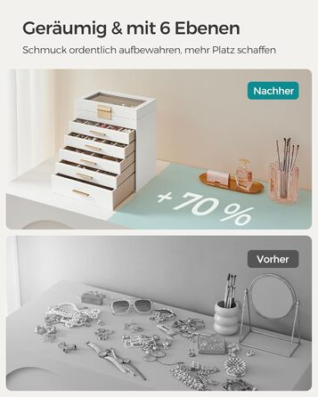 Органайзер для ювелірних виробів 6-рівневий, хмарно-білий SONGMICS