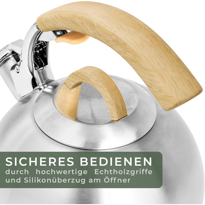 Чайник 2,2 л зі свистком, нержавіюча сталь WALDWERK