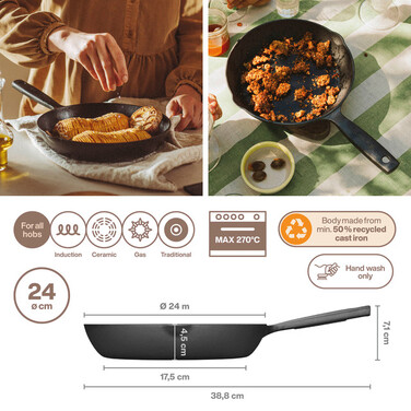 Сковорода чавунна Fiskars Folken 24 см (1075700)