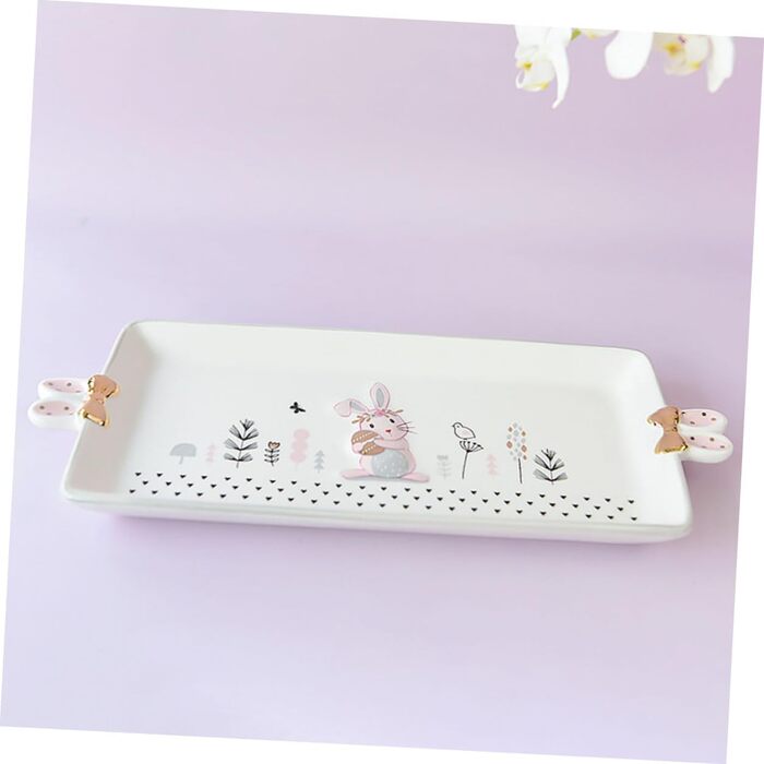 Керамічна сервірувальна тарілка з малюнком кролика 35,5 х 15 см ROMISBABA