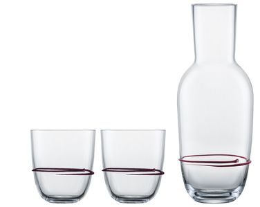 Графин для води зі склянками, набір 3 предмети, бордовий Aura Zwiesel Glas