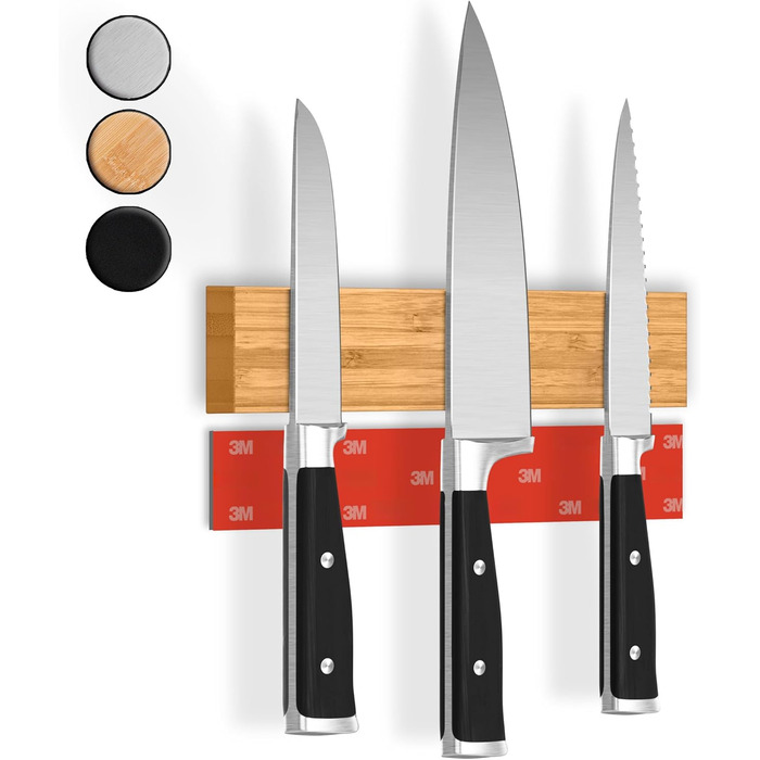 Магнітний тримач для ножів настінний 25 см, бамбук CUCINO