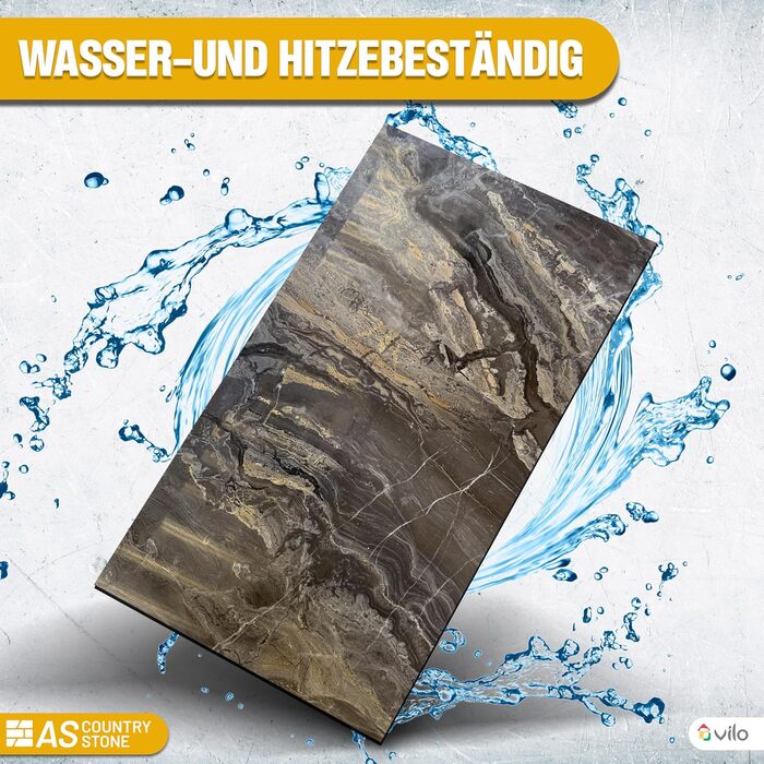 Стінові панелі AS Country Stone під мармур 60x120 см ПВХ-облицювання стіни з пластикових панелей для кухні, ванної кімнати тощо Панель кухонного фартуха (4 шт., Arebesceto Grigio)