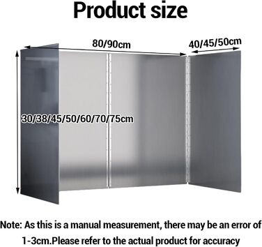 Складана панель для кухонного захисту від бризок, кухонна пластина для захисту каструль, захист від бризок з антипригарним покриттям, легко миється, для щоденного приготування їжі (складається з чотирьох частин, 50*80*45 см)