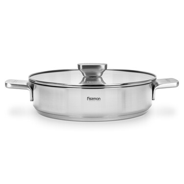 Сотейник Fissman PREMIUM ONE 26x6 см / 2,7 л зі скляною кришкою нержавіюча сталь (15093)