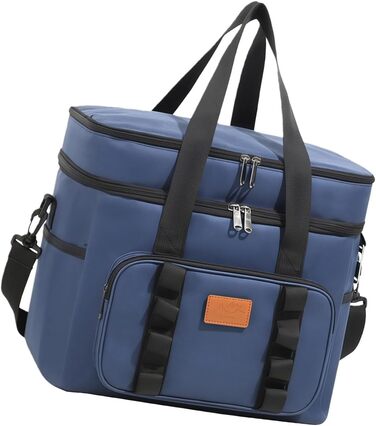 Водонепроникна термосумка для пікніка для кемпінгу, походів на пляж, регульований ремінь, містке відділення-холодильник, конструкція для зберігання, ізольовані продукти для використання на свіжому повітрі (синя)